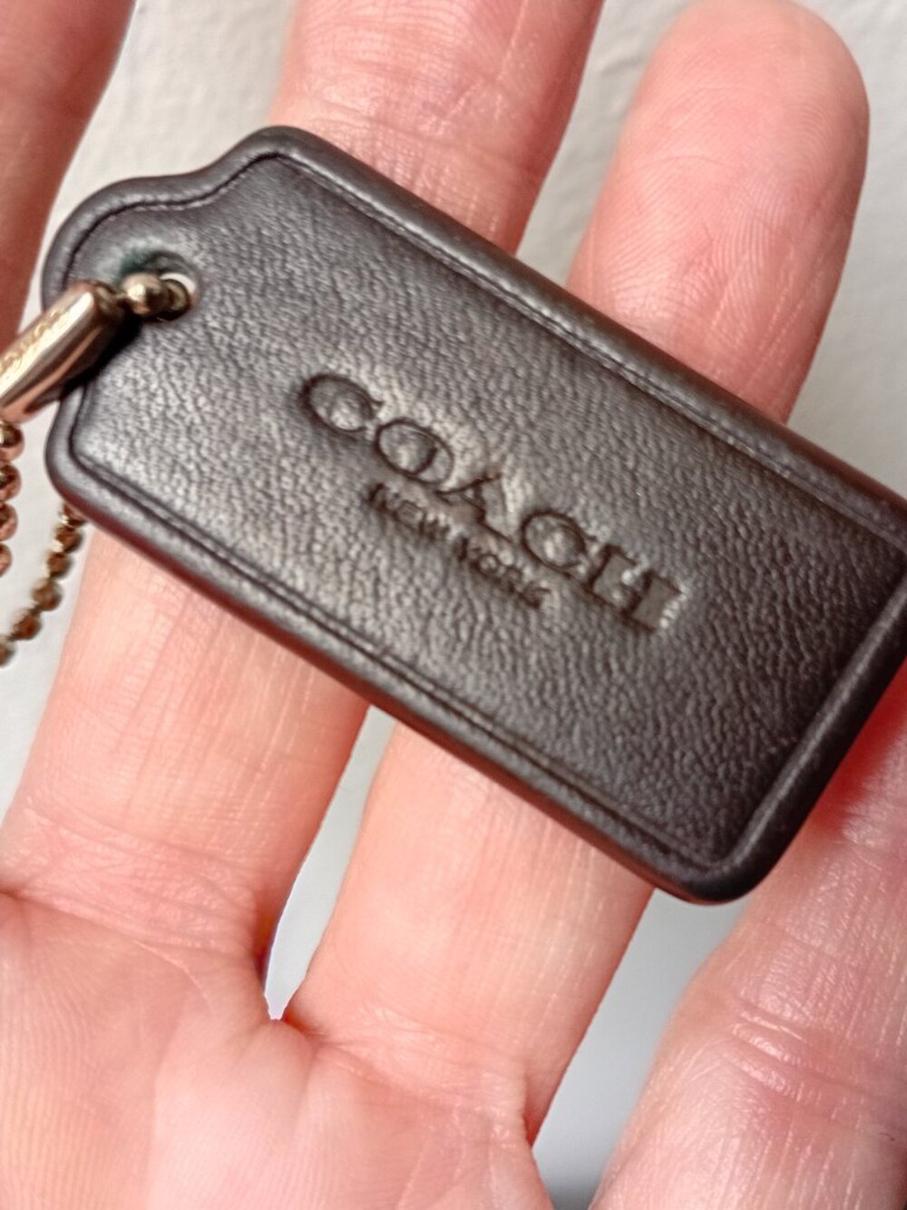 Coach Leather Key Tag/Purse Charm Dark Brown